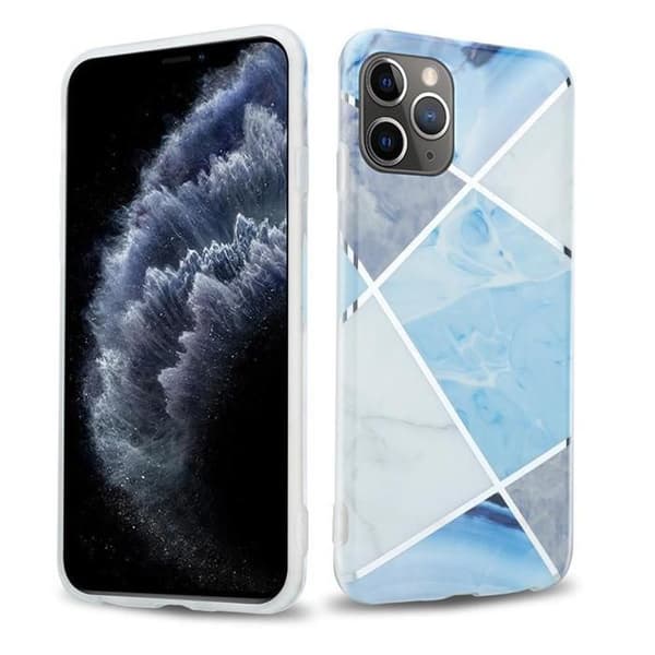 iPhone 11 PRO-fodral i grått, vitt och blått marmor No. 2 Skyddsetui Blå