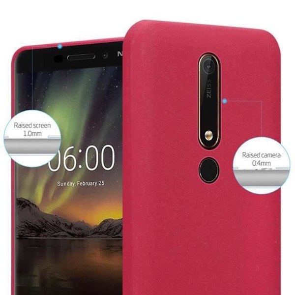Coque - CADORABO - Nokia 6.1 - FROST RÖD - TPU - Mjuk - Stötskydd FROST RÖD