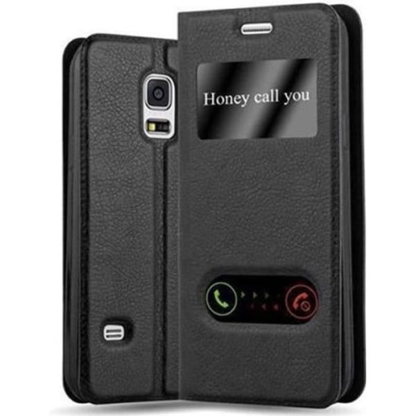 Samsung Galaxy S5 MINI - S5 MINI DUOS-fodral i COMET BLACK från Cadorabo (Design VIEW) Helt skyddsfodral med flipflik