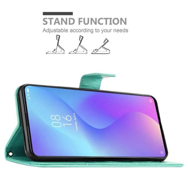 Cadorabo Fodral för Xiaomi Mi 9T / Mi 9T PRO / RedMi K20 / RedMi K20 PRO i BLOMMIG TURKOS Skyddsfodral Floral Turkos