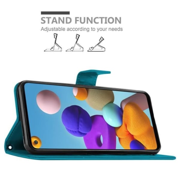 Fodral till Samsung Galaxy A21s Fodral i BLÅBLOMMAT Etui Fodral Skydd Blommig plånbok