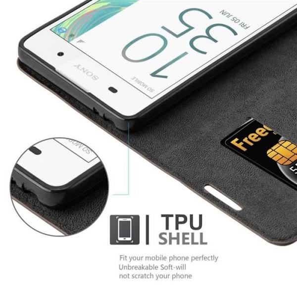 Sony Xperia E5-fodral i KAFFEBRUNT från Cadorabo (INVISIBLE MAGNETIC CLOSURE Design) Helt skyddsfodral med flipflik