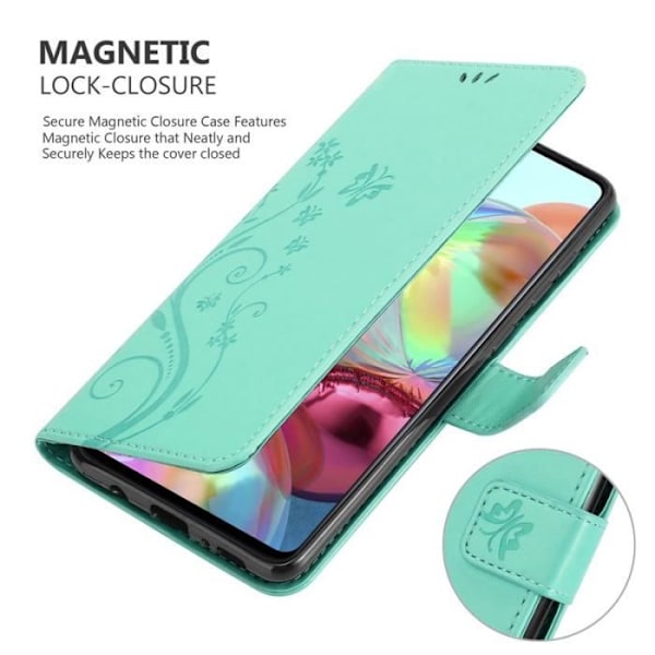 Fodral till Samsung Galaxy A71 - CADORABO - Blommönster - Imiterat läder - Stativfunktion - 3 kortplatser Grön