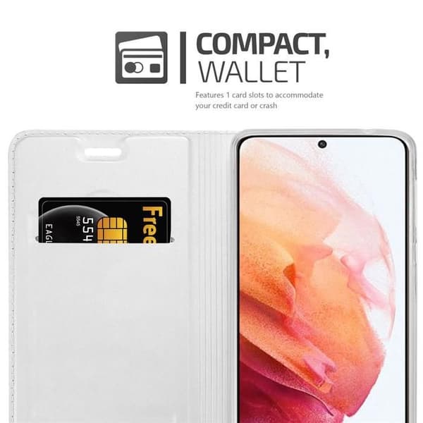 Flipfodral för Samsung Galaxy S21 5G Etui i KLASSISK SILVER Plånbok Stötsäker Grå