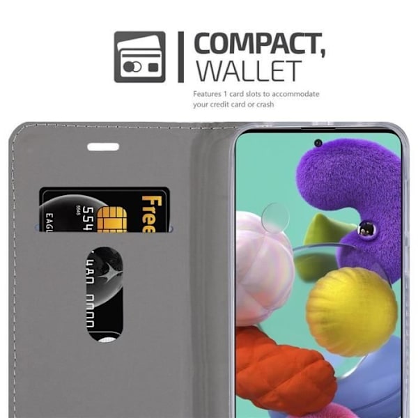Plånboksfodral - CADORABO - Samsung Galaxy A51 - Imiterat läder - Horisontellt stativ - Kortplatser Svart