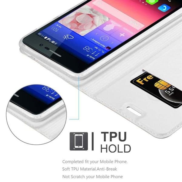 Flip-fodral för Huawei ASCEND P7 Etui i KLASSISK SILVER Plånbok Stötsäker Grå