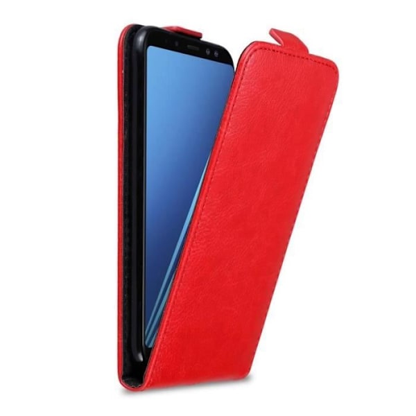 Flip-fodral - CADORABO - Samsung Galaxy A8 2018 - Röd konstläder - Magnetisk stängning - Fullständigt skydd Röd