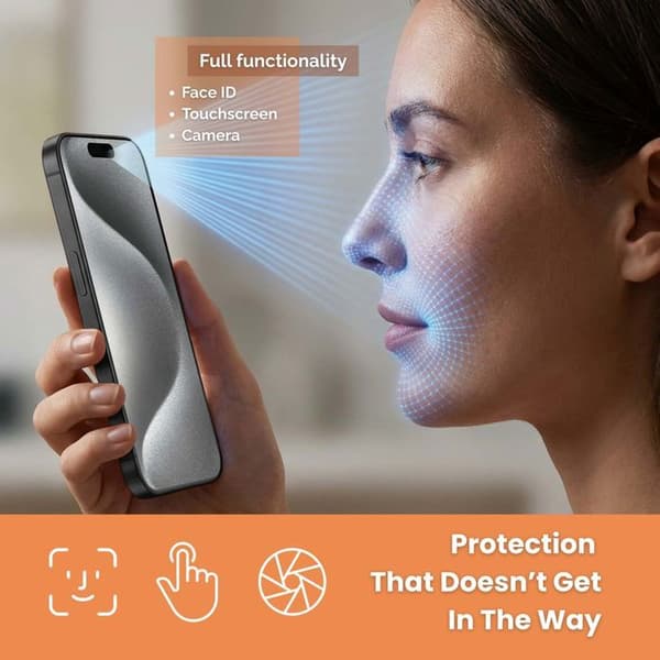 Härdat glas för iPhone 15 PRO Skärmskydd Vit