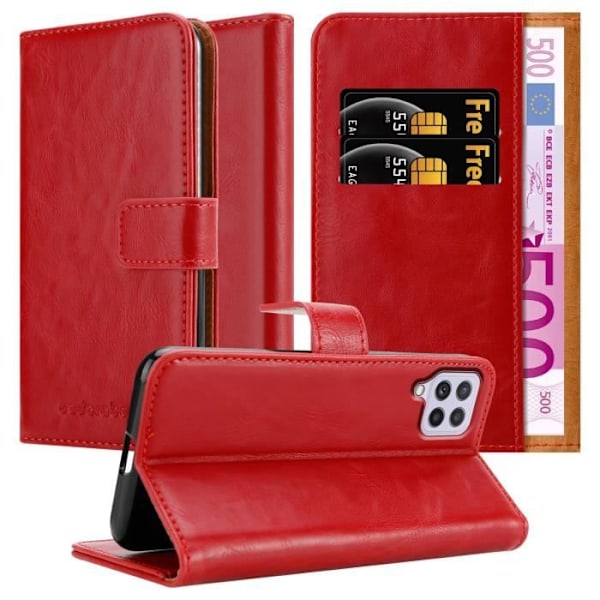Coque - CADORABO - A22 4G / M22 / M32 4G - Similicuir - Röd Körsbär - Ställfunktion RÖDA KÖRSBÄR