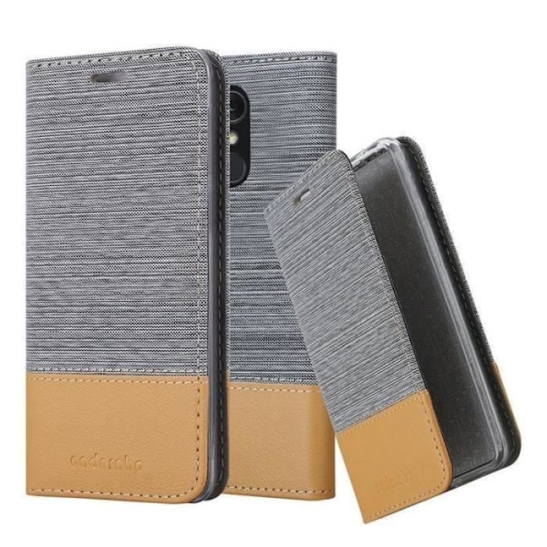 Fodral till LG Q Stylus - CADORABO - Bokjeans - konstläder - Horisontellt stativ - Kortplatser Grå
