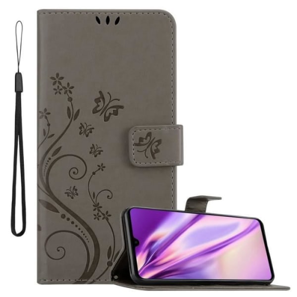 Fodral till Huawei MATE 20 - CADORABO - Blommönster - Imiterat läder - 3 kortplatser - Praktiskt stöd Grå