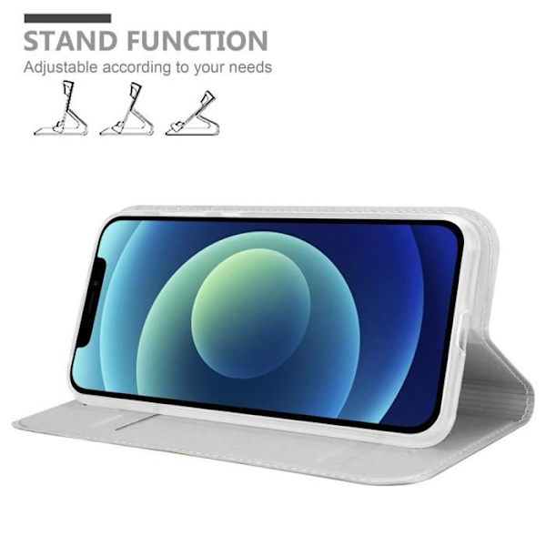 Cadorabo fodral till Apple iPhone 12 MINI - Matt silver - Magnetisk stängning - Stativfunktion och kortficka Pengar