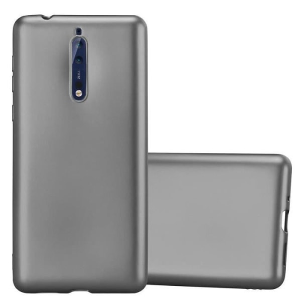 Cadorabo Fodral fungerar med Nokia 8 2017 i METALLIC GREY - Stötsäker och reptålig TPU silikonhölje - Ultra Slim