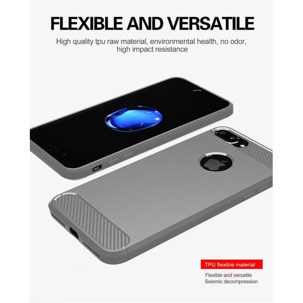 Skal för iPhone 7 PLUS / 7S PLUS BORSTAD GRÅ Kolfiberdesign Grå