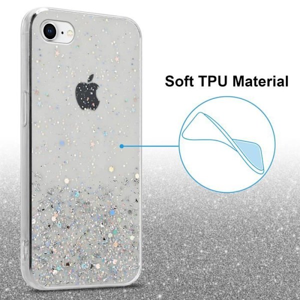 Coque - CADORABO - iPhone 7/7S/8/SE 2020 - Transparent med Glitter - Ultra tunn - Skydd i silikon TPU Genomskinlig med glitter