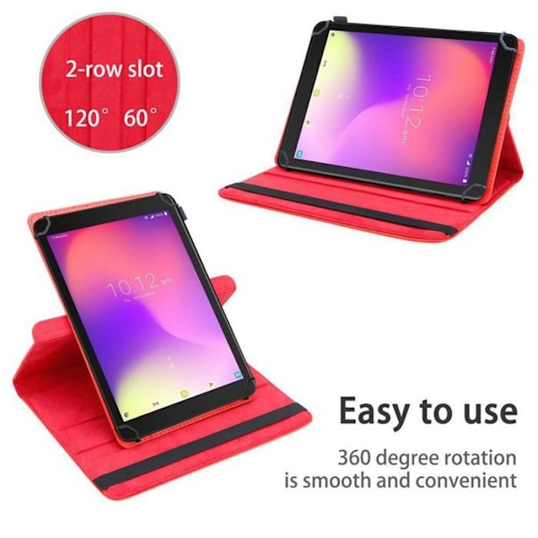 Coque för Alcatel 1T (7 tum) 2018 Etui i RÖD Hållare Fodral Skydd 360 grader konstläder Plånbok Wallet Röd