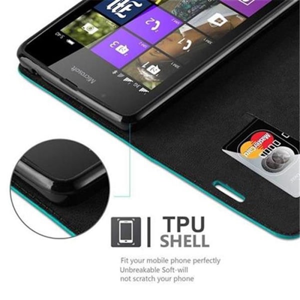 Coque för Nokia Lumia 540 Fodral i TURKOS PETROL Etui Case Cover Skydd Plånbok Wallet Grön