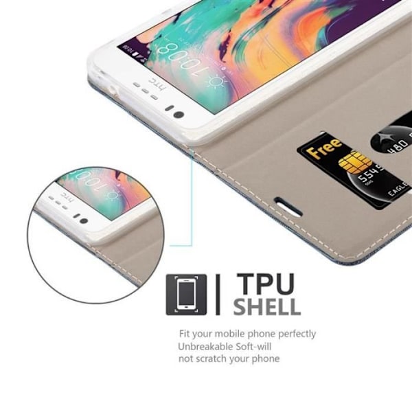 HTC Desire 10 LIFESTYLE Fodral - Desire 825 i MÖRKBLÅ SVART från Cadorabo (TYG-LÄDERDESIGN) Helt skyddsfodral Mörkblå