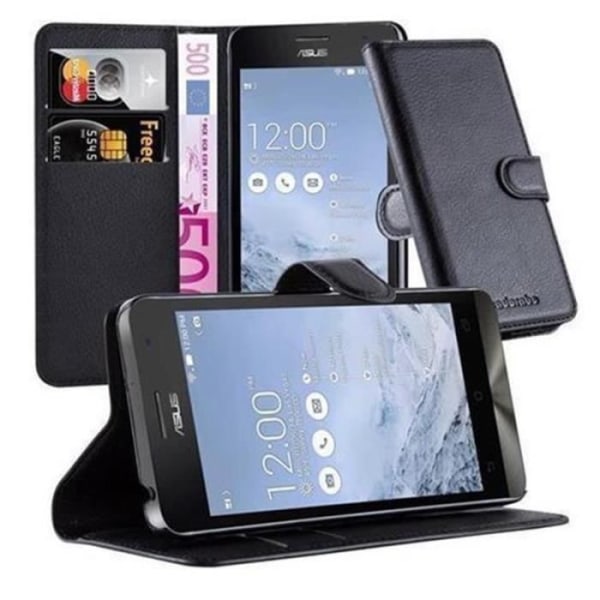 Housse - Cadorabo - ASUS ZenFone 5 - Syntetiskt läder Svart - Fullständigt Skydd - Ställfunktion SVART