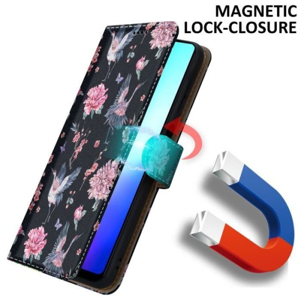 Coque - CADORABO - Huawei MATE 20 - Krane & Blommor - Magnetisk stängning - Horisontellt stativ