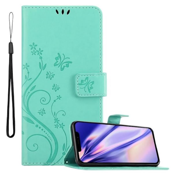 Fodral till Apple iPhone 13 PRO Fodral i TURQUOISE FLORAL Fodral Fodral Skydd Blommig plånbok Turkos