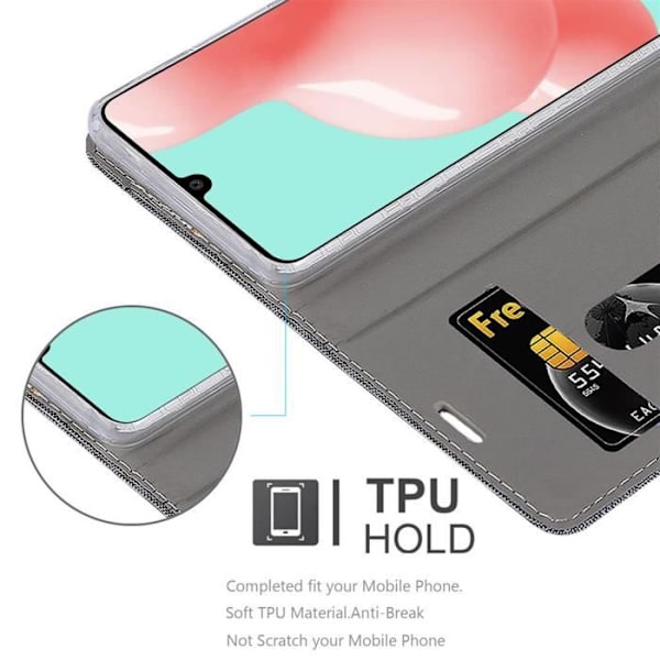 Coque - CADORABO - Samsung Galaxy A41 - Similicuir - Grå Svart - Magnetstängning MÖRKGRÅ