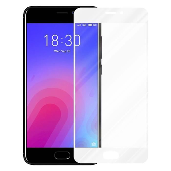 Härdat glas för MEIZU M6 TRANSP, VIT skyddsfilm MEIZU M6 komplett skärm MEIZU M6 härdat display vit svart
