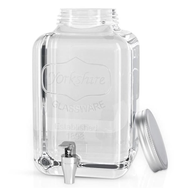 Intirilife 4 liters dryckesautomat i glas med kranvattendispenser, juicedispenser, lemonaddispenser