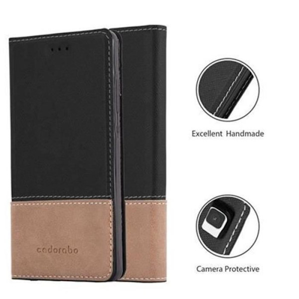 HUAWEI P8 LITE FODRAL I SVART BRUNT BY CADORABO (COMBI PU-SIMILIDAIM DESIGN) HELT SKYDDSFODRAL MED KLAPP