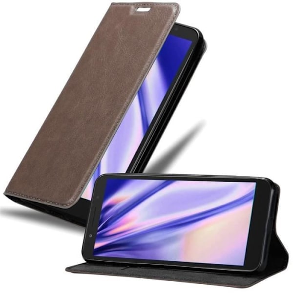 Coque portefeuille - CADORABO - Alcatel 1X 2019 - Brun konstläder - Magnetstängning - 360° flip kastanj