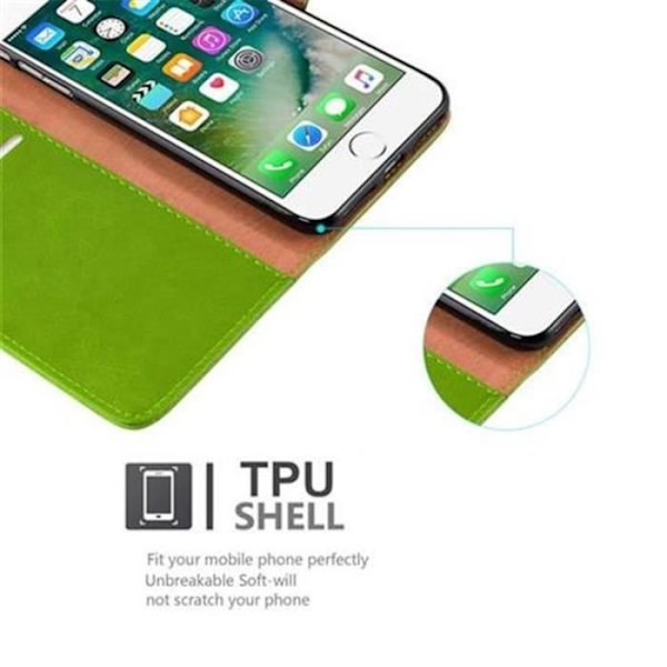 Cadorabo Coque Apple iPhone 8 PLUS / 7 PLUS / 7S PLUS GRÖN PRÉ LYX Hölster Etui Fodral Magnetiskt ställ stöd för kortplats