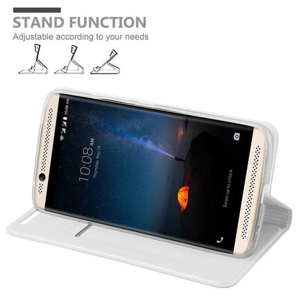 Fodral med lock för ZTE Axon 7 Plånbok i KLASSISK SILVER Stötsäker Grå