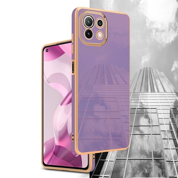 Hus för Xiaomi Mi 11 LITE (4G / 5G) / 11 LITE NE Fodral i Glansig Lila - Guld Etui Case Cover Silikon TPU och skydd för Lila