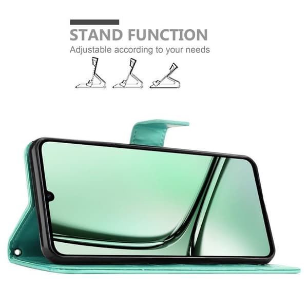 Fodral med lock för Realme Note 60 Etui i TURKOS BLOMMÖNSTER Skydd Design Blommig Plånbok Blå