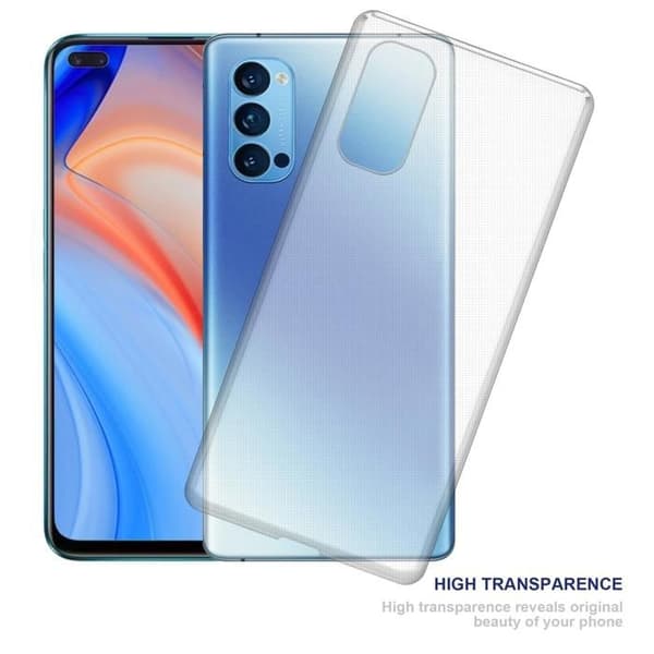 Transparent stötsäker silikonfodral för Oppo Reno4 Vit