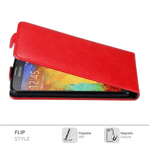 Coque - CADORABO - Samsung Galaxy NOTE 3 NEO - Syntetiskt läder - Röd - Magnetisk stängning Röd