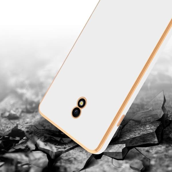 Skydd för Samsung Galaxy J3 2017 Glansig Vit - Guld med skydd för kamera Vit