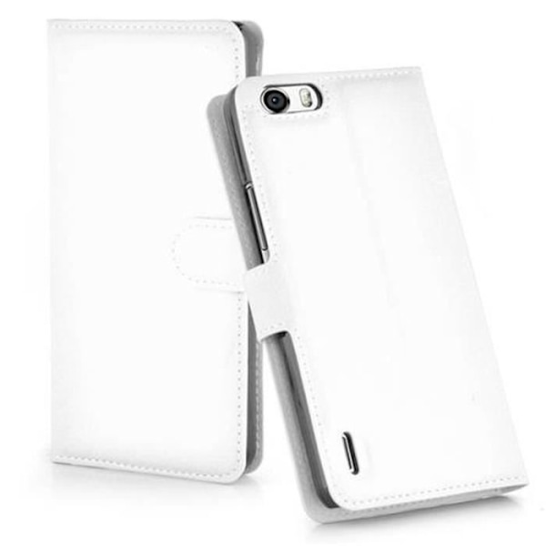 Skyddsetui - Cadorabo - Honor 6 PLUS - Syntetiskt läder - Magnetiskt lock - Horisontell ställning VIT ALABASTER