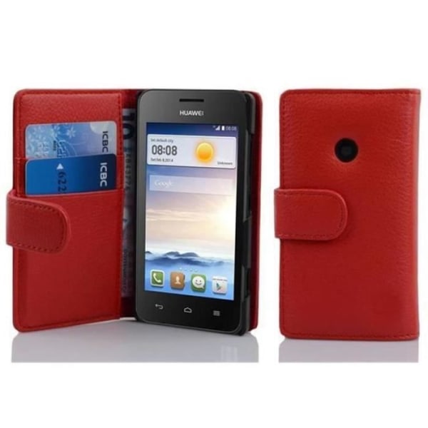 Cadorabo - Fodral Skal för > Huawei ASCEND Y330 < – Fodral Fodral Bumper Wallet (med kortplatser) i KÖRSBÄRSRÖTT