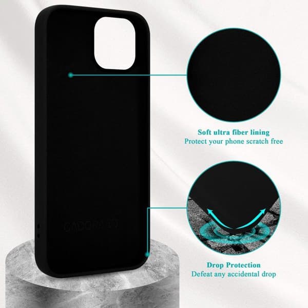 Skal för iPhone 14 PLUS Stötabsorberande i LIQUID BLACK Svart
