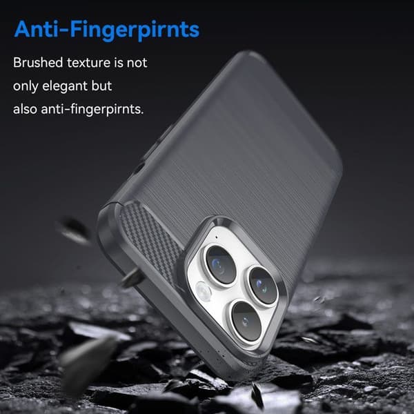 "Skyddsfodral för iPhone 14 PRO MAX, Etui i BORSTAD GRÅ, Fodral med kolfiberdesign"