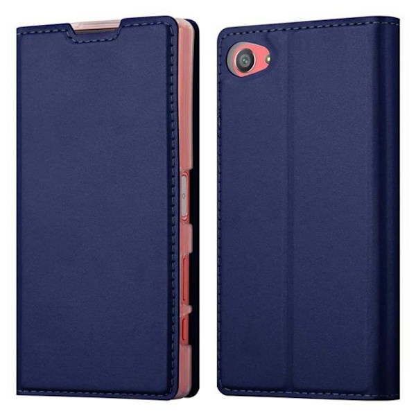 Fodral för Sony Xperia Z5 COMPACT Etui i KLASSISKT MÖRKBLAU Hölje Skydd med magnetisk stängning Plånbok Wallet Blå