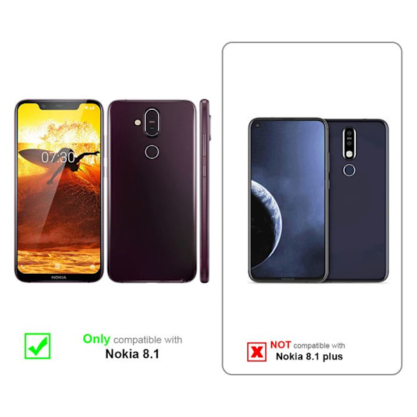 Coque för Nokia 8.1 Housse i SVART NATT Etui Case Cover Skydd Plånbok Wallet Svart