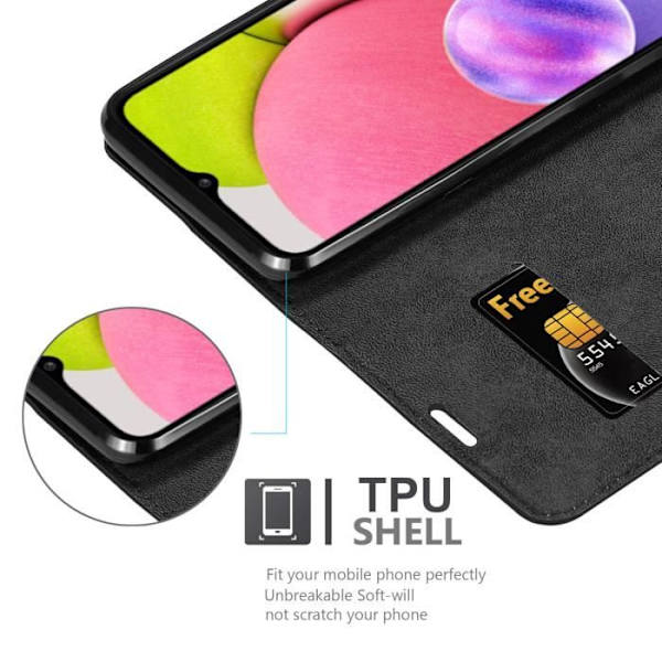Coque - CADORABO - Samsung Galaxy A03s - Svart Natt - Bookfodral - Magnetiskt skydd NATTSVART