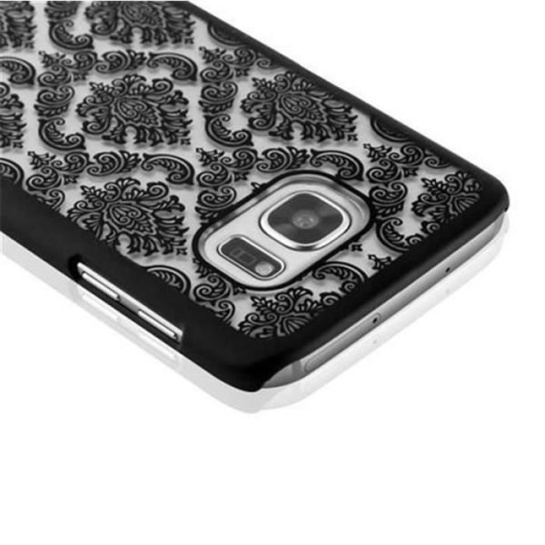 Samsung Galaxy S7 Fodral Cadorabo DESIGN MANDALA Hårt Fodral Skydd Ultra Slim Bumper Henna Paisley SVART-TRANSPARENT