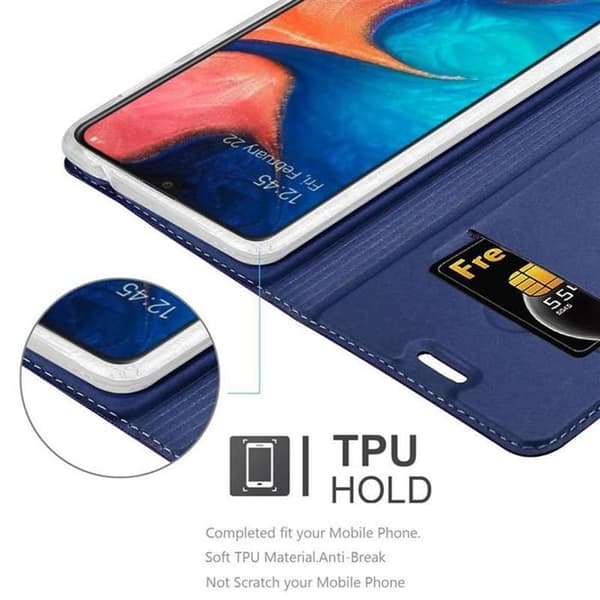 Flipfodral för Samsung Galaxy A10e / A20e i MÖRKBLAU CLASSY Plånbok Stötsäker Blå