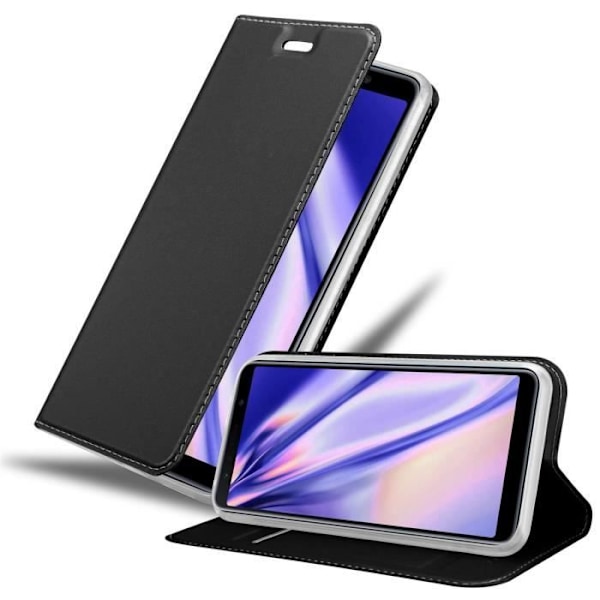 Coque - CADORABO - Samsung Galaxy A7 2018 - KLASSISK SVART - Magnetisk stängning - Ställningsfunktion KLASSIG SVART