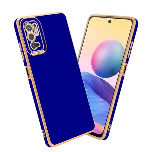 Coque för Xiaomi RedMi NOTE 10 5G / POCO M3 PRO 5G Fodral i Glansig Blå - Guldrosa Etui Case Cover Silicone TPU och skydd för Blå