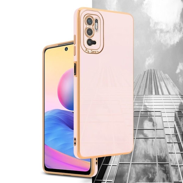 Skyddsfodral för Xiaomi RedMi NOTE 10 5G / POCO M3 PRO 5G Hölje i Glansigt Rosa - Guldrosa Etui Fodral Silikon TPU och skydd för Rosa