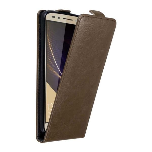 Etui för Honor 7 Flip-skydd i MÖRK BRUN brun